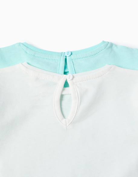 Lot de 2 t-shirts en coton avec imprimé palmiers Bleu clair+Rose 4 - vertbaudet enfant 