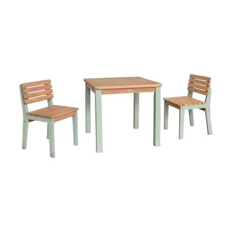Table de jardin enfant, table en bois d'acacia, intérieur et extérieur avec 2 chaises Vert de gris 2 - vertbaudet enfant 