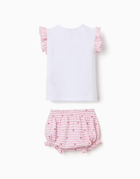 Pyjama en coton à rayures et cœurs Blanc 2 - vertbaudet enfant 