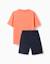 Ensemble t-shirt et short en coton avec imprimé Blanc+Orange sombre 6 - vertbaudet enfant 