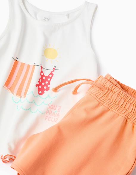 Débardeur à imprimé + short en coton Blanc 3 - vertbaudet enfant 