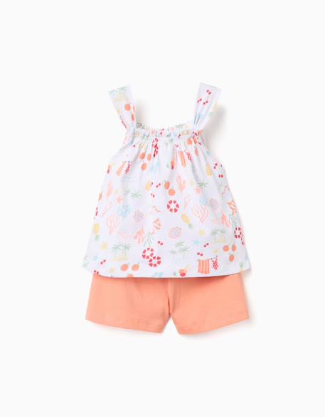 Débardeur à motif de plage + short en coton Blanc 2 - vertbaudet enfant 