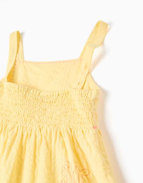 Robe sans manches en coton avec algues brodées Jaune clair 3 - vertbaudet enfant 