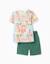 T-shirt en coton avec imprimé plage + short Vert foncé 1 - vertbaudet enfant 