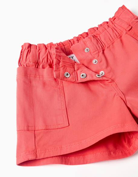 Short en sergé avec poches cargo et taille élastique Blanc+Rose 6 - vertbaudet enfant 