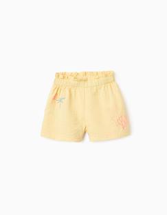 Short en coton avec taille paperbag et broderie  - vertbaudet enfant