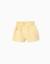 Short en coton avec taille paperbag et broderie Jaune clair 1 - vertbaudet enfant 