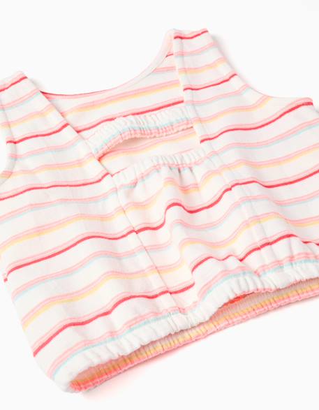 Débardeur en coton à rayures Blanc 3 - vertbaudet enfant 