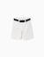 Short midi en sergé avec ceinture Blanc+Bleu clair+Jaune 1 - vertbaudet enfant 
