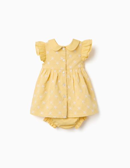 Robe en coton avec broderie et volants b&s Jaune clair 2 - vertbaudet enfant 