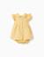 Robe en coton avec broderie et volants b&s Jaune clair 2 - vertbaudet enfant 