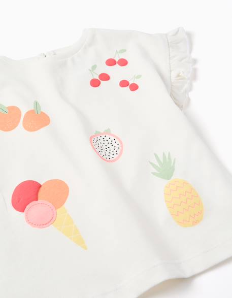T-shirt en coton avec imprimé fruits et glace Blanc 3 - vertbaudet enfant 