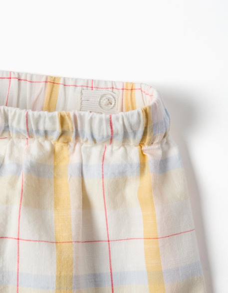 Short en coton à carreaux avec cordon de serrage b&s Blanc 2 - vertbaudet enfant 