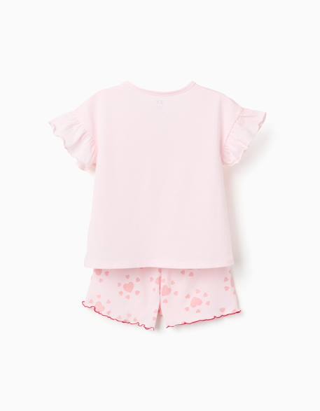 Pyjama à manches courtes en coton avec imprimés cœur Rose 2 - vertbaudet enfant 