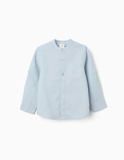 Chemise à manches longues en lin et coton avec col mao  - vertbaudet enfant