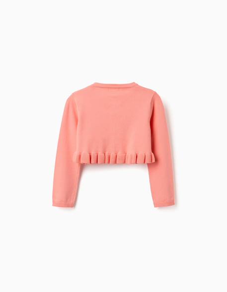 Gilet en maille court avec ourlet à volants Blanc+Corail clair 5 - vertbaudet enfant 