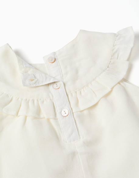 Robe en coton et lin avec broderie Blanc 3 - vertbaudet enfant 