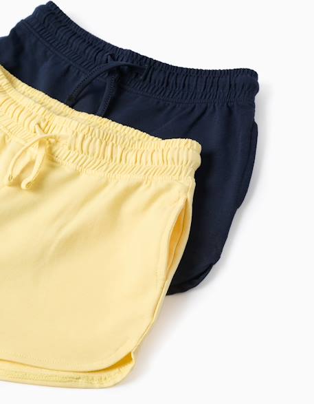 Lot de 2 shorts en coton avec cordon de serrage Jaune clair+Rose 3 - vertbaudet enfant 