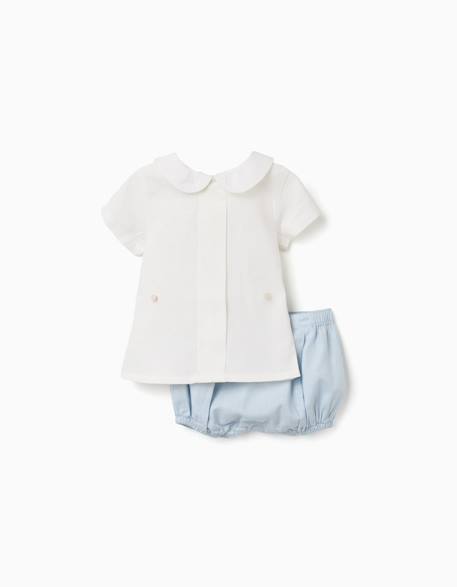 Combinaison 2-en-1 en coton et lin Bleu clair 3 - vertbaudet enfant 