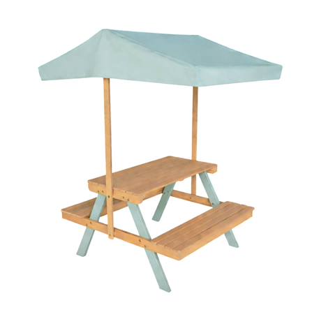 Table de pique-nique, salon de jardin enfant bois d'acacia avec parasol 2 places - jade Vert de gris 2 - vertbaudet enfant 