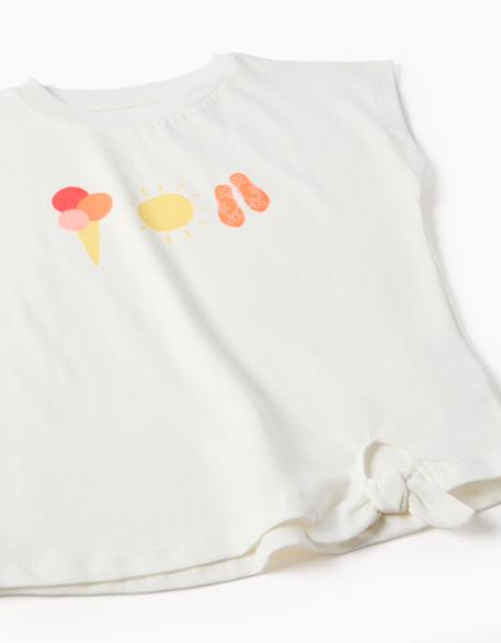 T-shirt en coton avec imprimé d'été Blanc 3 - vertbaudet enfant 