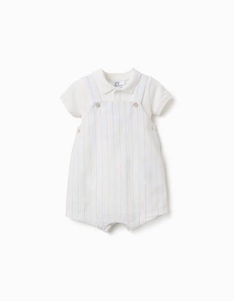 Body en coton + salopette à rayures b&s Bleu clair 2 - vertbaudet enfant 