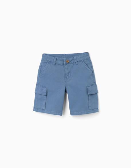 Short midi en sergé avec poches cargo Bleu 1 - vertbaudet enfant 
