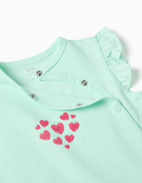 Combishort en coton avec imprimé cœur Bleu clair 3 - vertbaudet enfant 