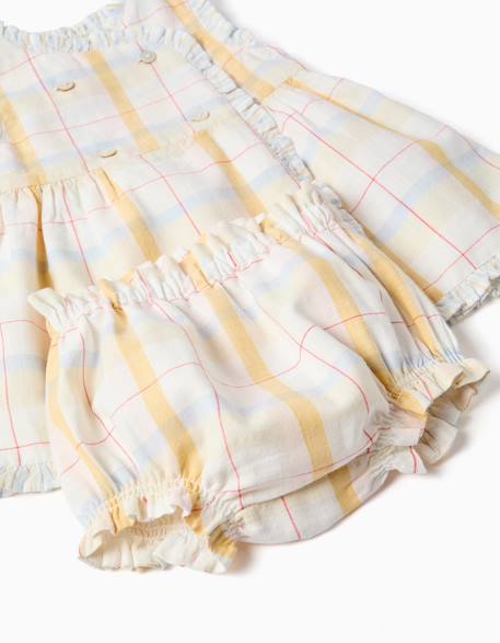Robe en coton à carreaux + bloomer b&s Blanc 4 - vertbaudet enfant 