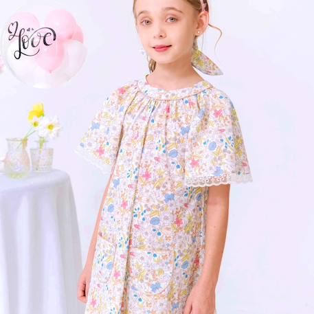 Robe cérémonie  fleurie   à manches papillon  butterfly Jaune pale 3 - vertbaudet enfant 