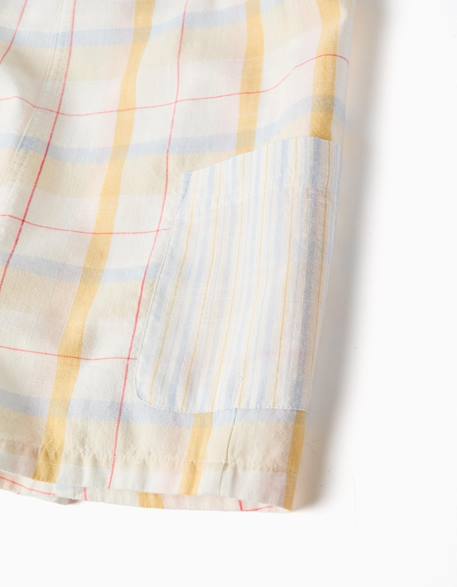 Salopette en coton à carreaux b&s Blanc 4 - vertbaudet enfant 