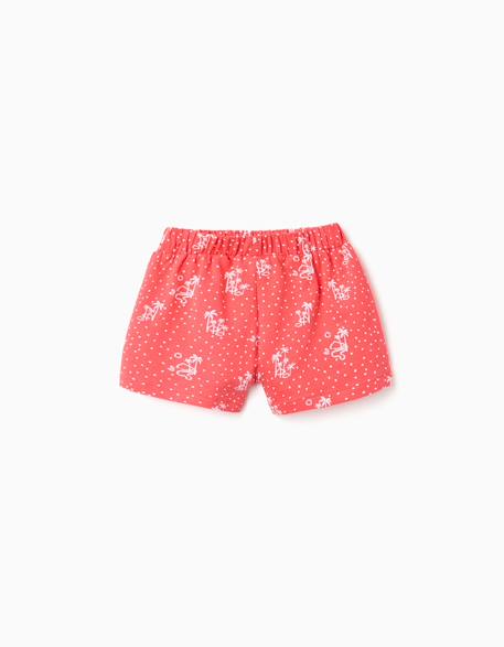 Lot de 2 shorts en coton unis et imprimés Rose 2 - vertbaudet enfant 