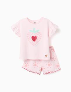 Pyjama à manches courtes en coton avec imprimés cœur  - vertbaudet enfant