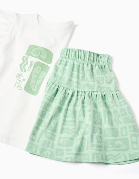 T-shirt en coton + jupe avec motif plage Blanc 3 - vertbaudet enfant 