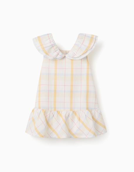 Robe en coton à carreaux et volants b&s Blanc 1 - vertbaudet enfant 
