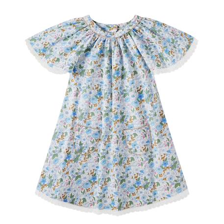 Fille-Robe cérémonie  fleurie   à manches papillon  butterfly
