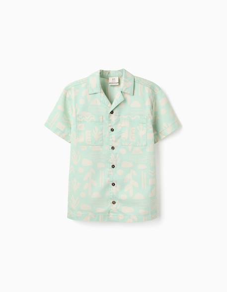 Garçon-Chemise en coton à manches courtes et motif de plage