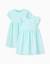 Lot de 2 robes à manches courtes unies/imprimées Bleu clair 1 - vertbaudet enfant 