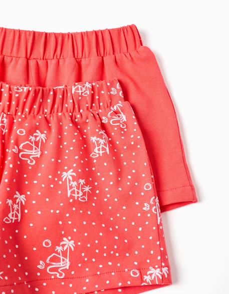 Lot de 2 shorts en coton unis et imprimés Rose 3 - vertbaudet enfant 