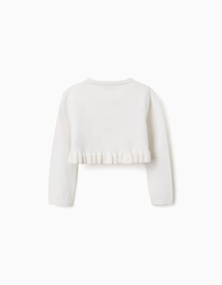 Gilet en maille court avec ourlet à volants Blanc+Corail clair 2 - vertbaudet enfant 