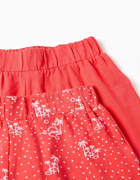 Lot de 2 shorts en coton unis et imprimés Orange sombre+Rose 7 - vertbaudet enfant 