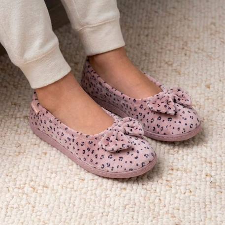 Chaussons ballerines microvelours semelle ergonomique soutien voûte plantaire Léopard blush 2 - vertbaudet enfant 