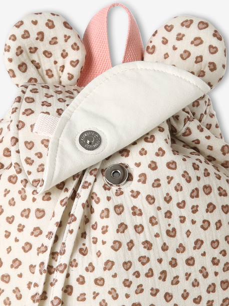 Sac à dos personnalisable en gaze de coton animation oreilles bleu nuit+léopard+multicolore+rose poudré+vert sauge 7 - vertbaudet enfant 
