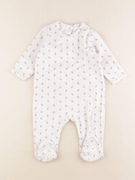 Pyjama velours - 12 mois Blanc, rose 1 - vertbaudet enfant 
