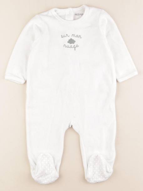 Pyjama velours - 12 mois Blanc 1 - vertbaudet enfant 