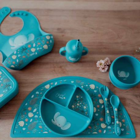 Assiette en silicone chewy l'éléphant Bleu 6 - vertbaudet enfant 