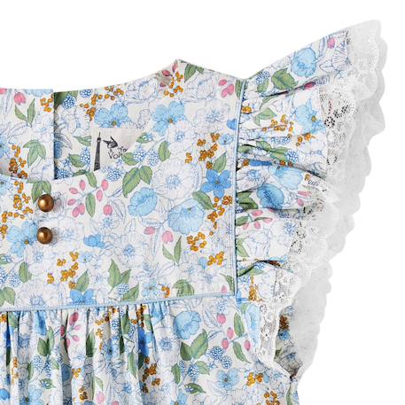 Robe cérémonie  fleurie liberty   appoline Bleu fleuri rose vert+Jaune rose bleu 2 - vertbaudet enfant 