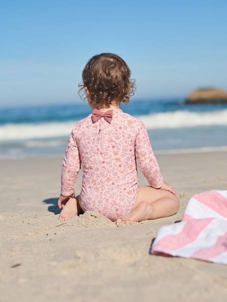 Maillot de bain à manches longues bébé fille Rose pâle imprimé 5 - vertbaudet enfant 