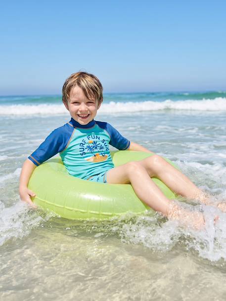 Ensemble de bain garçon T-shirt anti-UV + short bleu turquoise/pétrole 8 - vertbaudet enfant 
