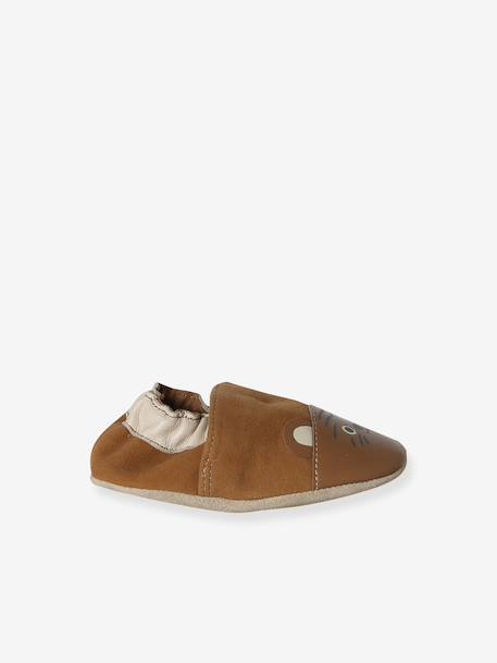 Chaussons bébé cuir élastiqués chocolat 3 - vertbaudet enfant 
